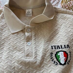 NWOT Men’s Large Italia Beige Polo Shirt